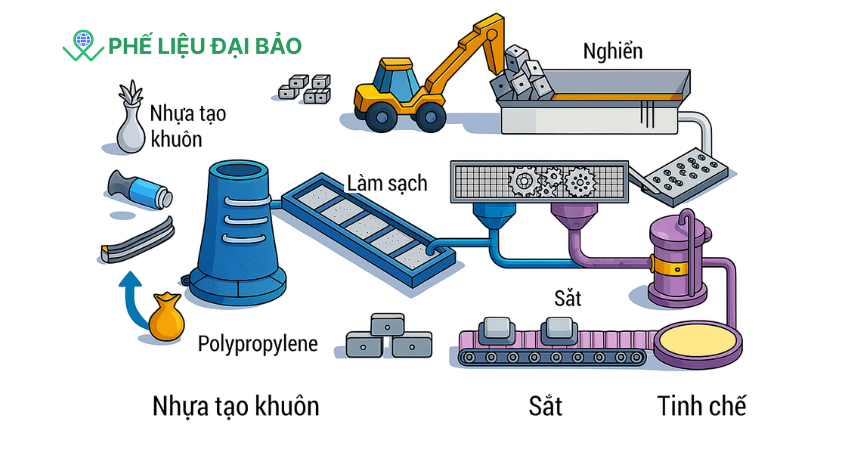 Quy trình tái chế phế liệu sắt Quy trình tái chế phế liệu sắt